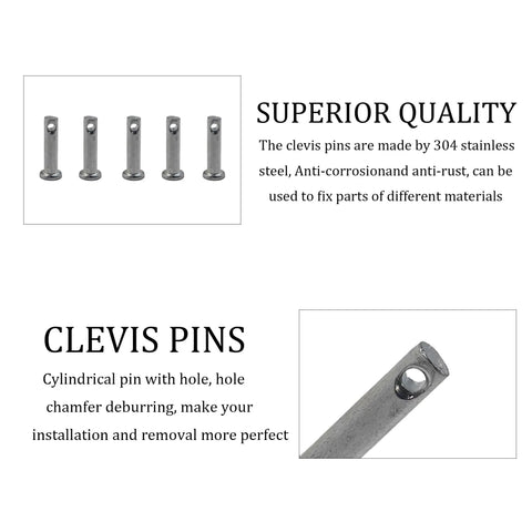 Ten Pack Single Hole Clevis Pins M6 X 30 Flat Head Zinc Plated Steel For Mechanical Linkage Fixed Parts Ship Rigging And Hinge Applications Durable Hardware For Quick Secure Fits, 304 steel