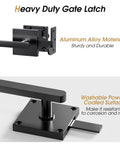 Tough As Nails Double Sided Gate Latch For Left Inswing Wooden Fences Rustproof Aluminum Body With Smooth Powder Coat Finish mounted close-up view.