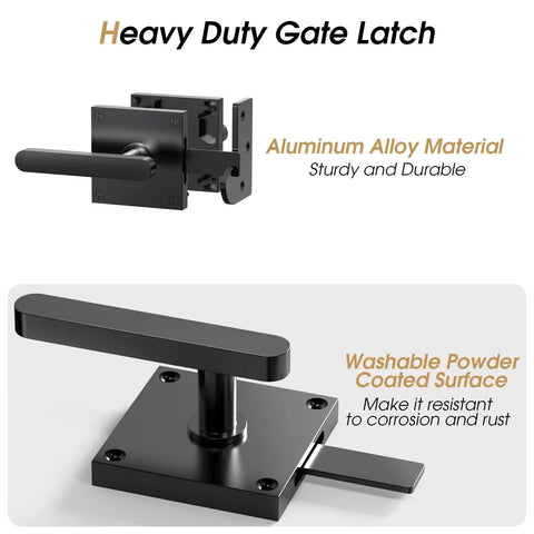 Tough As Nails Double Sided Gate Latch For Left Inswing Wooden Fences Rustproof Aluminum Body With Smooth Powder Coat Finish mounted close-up view.