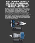 DM122 All Metal Turbofan Engine Kit With 170 Plus Pieces DIY Aviation Model Jet Engine Realistic Gear Drive view