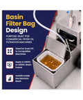 Basin filter bag design for commercial fryer oil filtration machines, compatible with D901C or D905C basin frames.