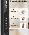 Rechargeable Handheld Milk Frother With Stand, USB C Charge, 3 Speeds And 3 Heads, Travel Case Included, speed settings chart