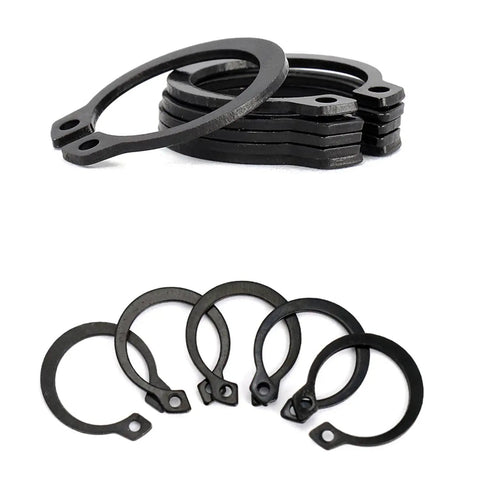 Heavy Duty C Clips External Retaining Rings 100 Pack Set In 65Mn Steel For Axles And Shafts 15mm To 19mm Durably Plated Black Snap Rings