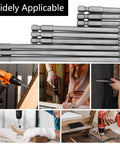 Nine Piece Square Head Screwdriver Bits Set With Quarter Inch Hex Shank Magnetic S2 Steel for Pocket Hole Jig and Electric Drill use
