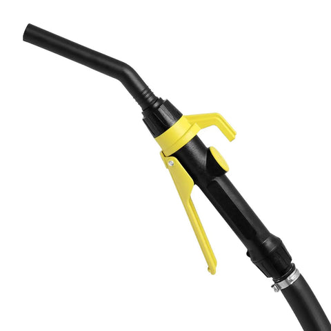 Heavy Duty Electric 55 Gallon Drum Liquid Transfer Pump nozzle with adjustable yellow handle for fluid transfer tasks.