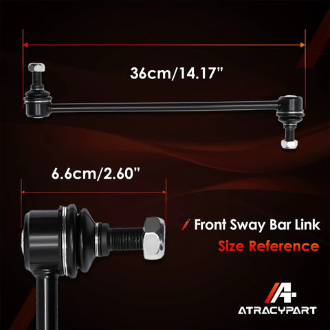 Front Sway Bar Link Set For Honda Odyssey 2005-2017, Easy Wrench Install, Replaces K750304, 36cm black steel link