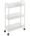 Rolling Steel Utility Cart On Wheels With Three Shelves For Laundry Room Mudroom Garage And Bathroom Organization Holds Detergents Hand Soap Laundry Pods And Cleaning Supplies In Light Gray