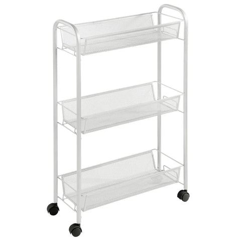 Rolling Steel Utility Cart On Wheels With Three Shelves For Laundry Room Mudroom Garage And Bathroom Organization Holds Detergents Hand Soap Laundry Pods And Cleaning Supplies In Light Gray