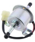 Right As Rain Aftermarket 12V Electric Fuel Pump With White Plug Am876266 Am876207 Compatible With John Deere Tractors showing a metallic fuel pump.