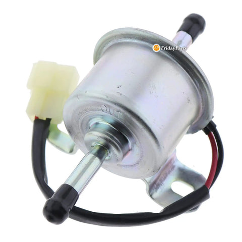 Right As Rain Aftermarket 12V Electric Fuel Pump With White Plug Am876266 Am876207 Compatible With John Deere Tractors showing a metallic fuel pump.