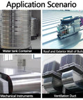 Four applications of 304 Stainless Steel Foil Roll 0.1mm 100mm 1M in water tanks, building walls, mechanical instruments, and ventilation ducts.