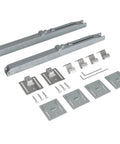 Heavy Lifters Barn Door Glide Kit With Soft Close Action For Doors Up To 160 Pounds Smooth Operator parts in classic gray color.