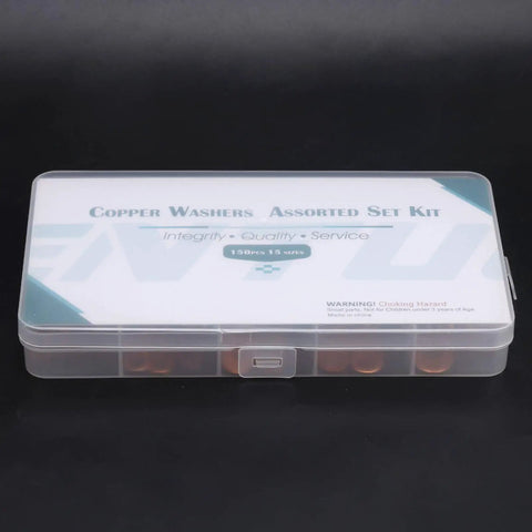 Solid 150 Pack Red Copper Gasket Washers M5 To M22 Perfect For Car Sealing Jobs Oil Water Fuel Hydraulic Connections That Keep You From Leaking Or Stressing No More Drips Just Quality Seals That Last! in plastic case