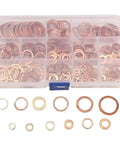 Copper Crush Washer Set 280 Pcs In 12 Sizes M3 To M16 Solid Copper Flat Ring Gaskets For Fuel Line Brake Line And Hydraulic Systems A Must Have Automotive Kit For Leak Free Seals. Assorted copper crush washers in organizer case, M3-M16
