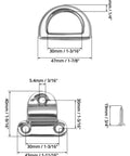 Dimensions of 4 Pack Marine Grade Stainless Steel 316 Folding Pad Eye D Ring Anchors, 44mm By 40mm Heavy Duty Tie Down Anchors