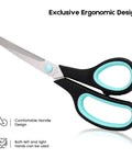 Assorted Size Scissors 4 Pieces Set With Heavy Duty Stainless Steel Blades Ambidextrous Comfort Ergonomic Rubber Grip 8.5 Inch 7.5 Inch 6.5 Inch And 5.5 Inch For Home Office School Crafts And Multi Use Cutting, ergonomic scissors with comfort handle