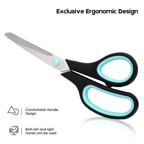 Assorted Size Scissors 4 Pieces Set With Heavy Duty Stainless Steel Blades Ambidextrous Comfort Ergonomic Rubber Grip 8.5 Inch 7.5 Inch 6.5 Inch And 5.5 Inch For Home Office School Crafts And Multi Use Cutting, ergonomic scissors with comfort handle
