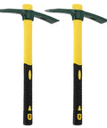 Two Pack 15 Inch Pick Mattock Hoe Set With Forged Steel Head And Fiberglass Handle For Weeding Loosening Soil Gardening And Camping