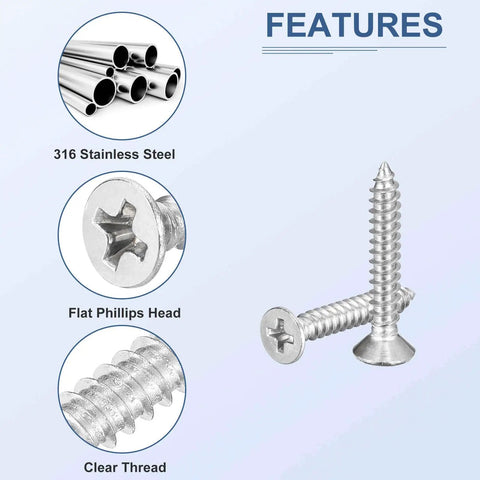275 Piece Wood Screws Assortment Kit In Stainless Steel For Woodworking And Furniture Self Tapping Phillips Flat Head Screws In Twelve Sizes From Six To Ten