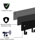 Cross-section view showing protective layers of 14 Inch Wall Key Holder With 10 Hooks Two Sets Metal Key Rack Wall Mount For Keys Bags Leashes And Accessories No Fuss Decorative Organizer For Entryway Hallway Living Room Black.