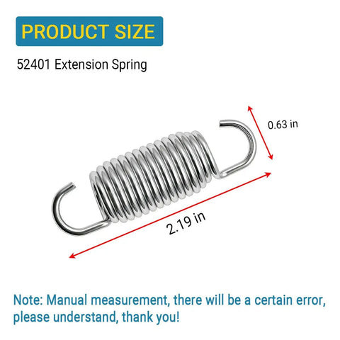 2-Pack 52401 Lawn Mower Extension Spring For Transaxle Systems On Zero Turn Mowers Heavy Duty Tension Restore Replaces Worn Linkage Fits A Wide Range Of Models And Series Including RZT I1042 I1046 I1050 CC30 And More., 2.19 in spring steel extension spring with 0.63 in hook ends