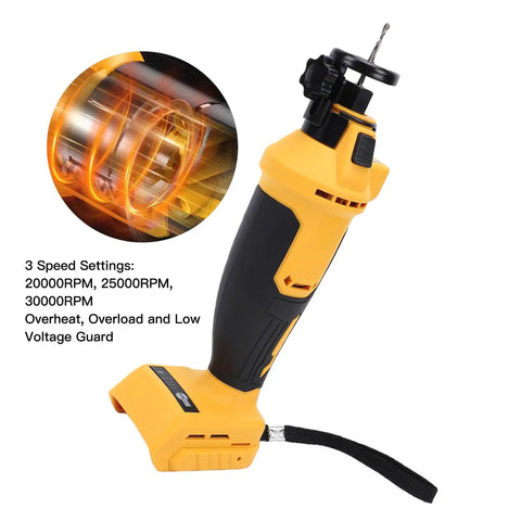 Cordless Drywall Cutout Tool With Brushless Motor, 30000 RPM, 3 Speed Settings, LED Light, Dust Cover, showing close-up