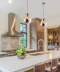 Colorful Bubble Glass Island Pendant Light 1 Light For Kitchen And Dining with vibrant shade over kitchen island