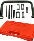 Valve Spring Compressor C Clamp Tool Set For Auto Service And Small Engine Maintenance with case and adapters displayed.