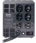 Heavy Duty 2400W Line Conditioner And Surge Protector Power Strip With Automatic Voltage Regulation Plus Six Bulletproof Outlets back view with power cable.