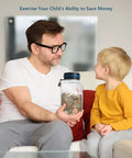 Father and son using Green Digital Coin Counter Money Bank With LCD Display, 1.8L ABS Jar, Battery Operated, Lockable Jar