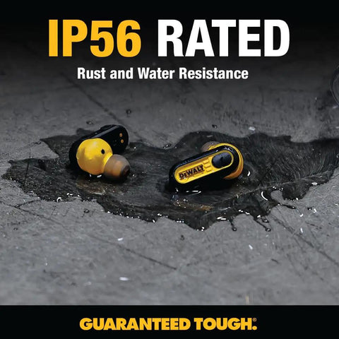 Heavy Duty True Wireless Ear Buds With Type C Charging Case, Bluetooth Headphones For iPhone, Yellow with IP56 rating on wet surface