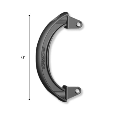 Heavy Duty Polymer Pull Gate Handle With Side Fixing Legs For Easy Alignment And Extra Strength No Fuss Reversible Left Or Right Fits Aluminum Vinyl PVC And Wood Gates For Any Square Post Gates Black, side view, 6-inch