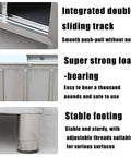 Heavy Duty Stainless Steel Prep Workbench With Cabinet Sliding Doors And Splatter Guard Backsplash Commercial Grade Metal Kitchen Workhorse Built Like A Tank Featuring Solid Rubber Feet integrated double sliding track and stable footing details.