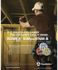 Person installing SimPull Solid Indoor 14/2 NM-B Cable With Ground, 50 Ft Coil, Copper Building Wire in home
