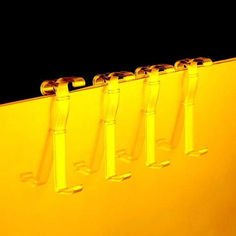 Clear 20 Pack Valance Clips for Horizontal Blinds set of four clips on a bright background for secure decor placement.