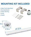 Mounting kit for 4Ft LED Vapor Tight Light 60W 6600lm Waterproof Outdoor Shop Fixture 5000K IP65, includes brackets and screws