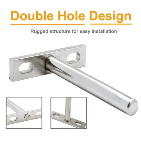 Heavy Duty 3 Inch Floating Shelf Brackets Set Of 4 Supports 110 Lbs Each Nickel Plated Steel hidden wall mount bracket close up