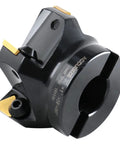 3 Inch Indexable Face Milling Cutter with 90 Degree Positive Rake, Right Hand Cut, Black oxide finish, side angle view.