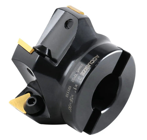 3 Inch Indexable Face Milling Cutter with 90 Degree Positive Rake, Right Hand Cut, Black oxide finish, side angle view.