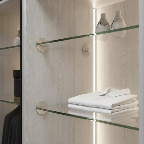 Zinc Alloy Glass Shelf Support Clamp Rock Solid Mounting Bracket For Bathroom Cabinets And Wardrobes installed in cabinet