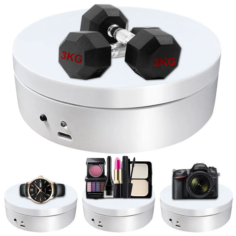 Herxsin Electric Rotating Display Stand 360 Degree Motorized Turntable With Usb Power Cable Showcase for weights, watch, and makeup.