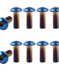 10 Pack M5x8mm Button Head Allen Bolts For Bikes Burnt Blue Titanium Finish Stainless Steel 304 arranged in two rows