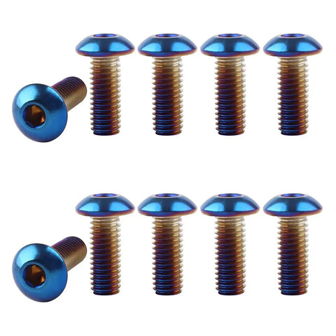10 Pack M5x10mm Button Head Allen Bolts For Bike Disc Brake Rotors Grade 304 Stainless Steel Burnt Blue Finish High Strength