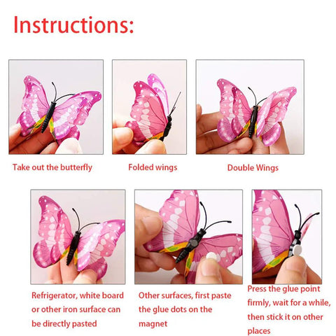 Pink 24 Piece 3D Butterfly Wall Decor Set With Removable Decals For Girls Room And Birthday Parties instructions