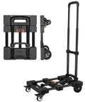 Heavy Duty Hand Truck 500 Lb Capacity With One Touch Retractable Handle And Extendable Plate, Folding Dolly Cart, Black