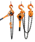 Solid Hand Operated Chain Hoist With 1.6 Ton Lifting Power And 15 Meter Lift Height showcasing orange steel hoists with chains.