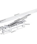Concealed Aluminum Automatic Door Closer With Positioning, 80kg Capacity, Sliding Track Hardware shown with dimensions.