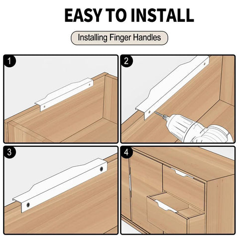 Installation guide for 5 Pack 400mm Black Edge Finger Pull Drawer Door Handle For Cabinets And Furniture Aluminum Alloy Long Concealed Design