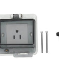 Heavy Duty IP66 Wall Outlet Us Standard Power Socket 15 Amp Weatherproof Jack with screws and cover for installation.