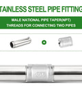 Stainless Steel 1-1/4 Inch NPT Male To 1-1/4 Inch NPT Male Nipple Pipe 8 Inch Length 304 Stainless Corrosion Resistant Heavy Duty Cast Pipe Fittings